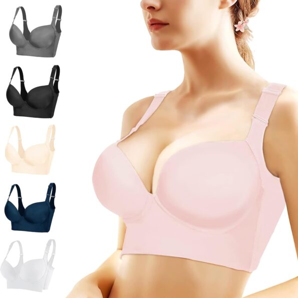Women Push Up Bra,Full-Coverage Underwire Bra,Hide Back Fat Deep Cup Bra,Smoothing T-Shirt Bra,Sculpting Uplift Bra