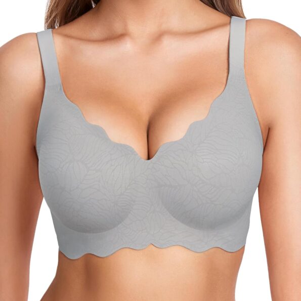 Scalloped Women Bras No Underwire Wireless Seamless Bra Push Up  Full Coverage Comfort Raceback Everyday Bra