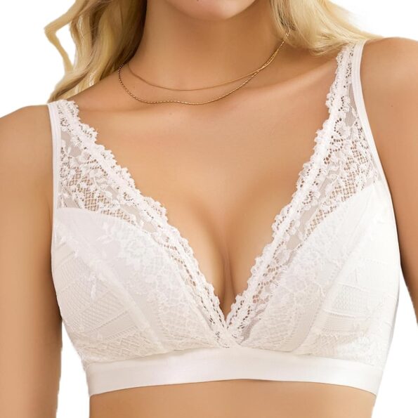 Lace  for Women Sexy Deep V Neck Wireless  Plunge Unpadded Bras Everyday Bra