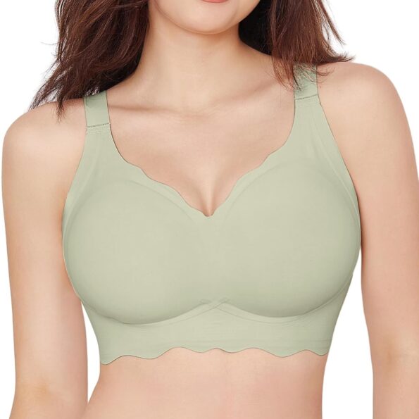 Women Seamless Bra Wavy Wireless Full Coverage Padded Smoothing No Underwire Comfort V Neck s with Support
