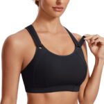 Women Sports Bra Front Adjustable High Impact Support Padded Wireless Racerback Plus Size Running Bra